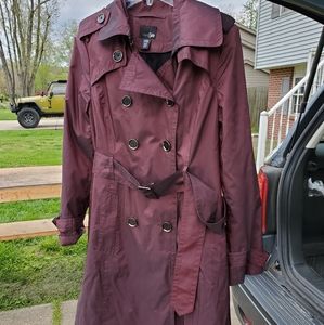 Burgandy Rain Coat with Belt